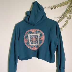 Spiritual Gangster Cropped Teal Hoodie XS
